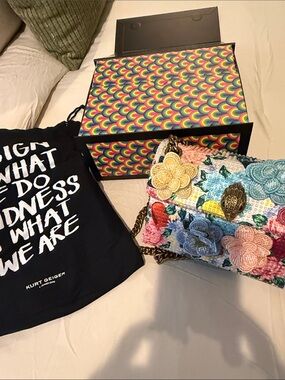 Kurt Geiger Beaded Floral Shoulder Bag in Multicolor